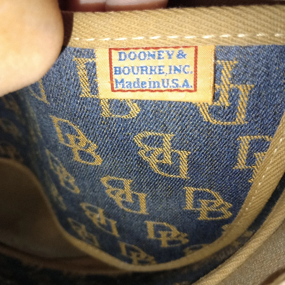 Dooney & Bourke Denim Logo Tote with Brown Leather Trim